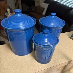 Fiestaware Lapis Blue Ceramic Lidded Canister Set - Set of 3